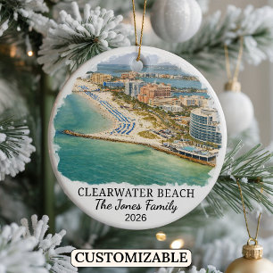 Personalized Clearwater Beach Ornament, Florida Ceramic Ornament