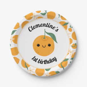 Personalized Clementine Tangerine Cutie Orange Paper Plate