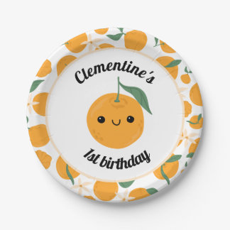 Personalized Clementine Tangerine Cutie Orange  Paper Plate