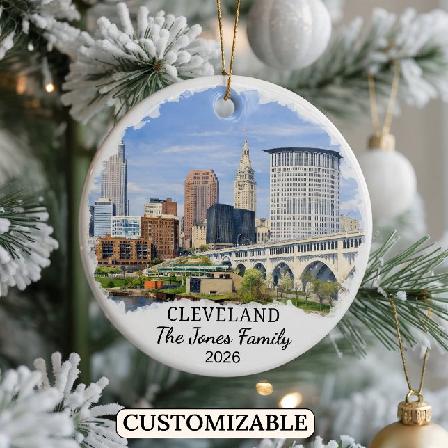 Personalized Cleveland Ornament, Custom Ohio Ceramic Ornament (Creator Uploaded)