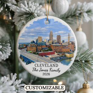 Personalized Cleveland Ornament, Custom Ohio Ceramic Ornament