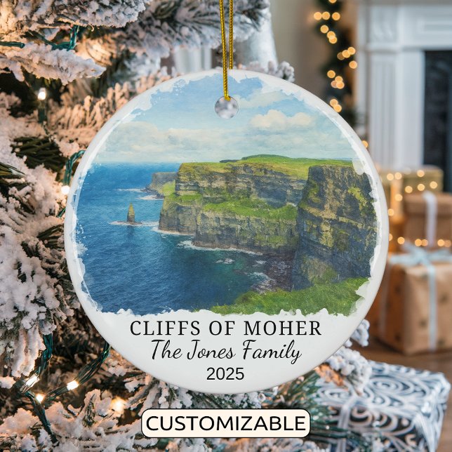 Personalized Cliffs of Moher Ornament, Ireland Ceramic Ornament (Creator Uploaded)