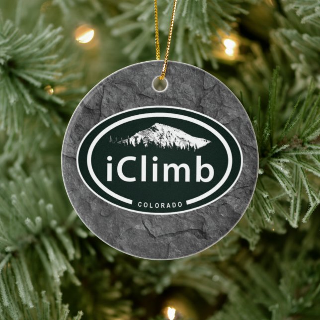 Personalized Climbing iClimb Colorado Mountain Ceramic Ornament (Tree)