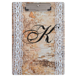 Personalized Clip Board Country Barn Wood Lace Tri