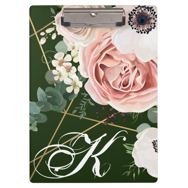 Personalized Clip Board Geometric Garden Rose Hunt (Front)