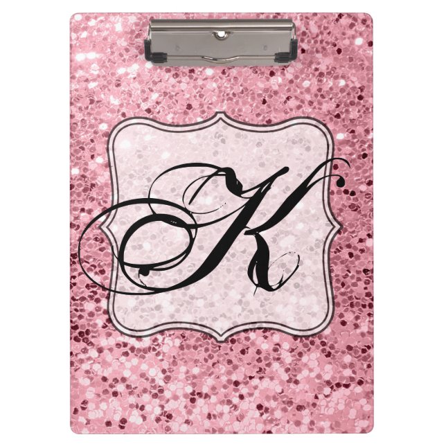 Personalized Clip Board Rose Gold Glitter (Front)