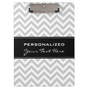 Personalized clipboard   Cool grey chevron pattern