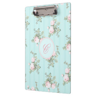 Personalized clipboard shabby chic floral roses