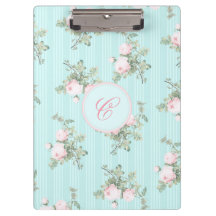 Personalized clipboard shabby chic floral roses