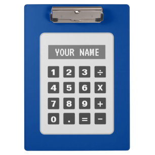Personalized clipboard with calculator design