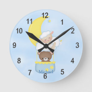 Personalized Clock Baby Lamb Teddy Bear
