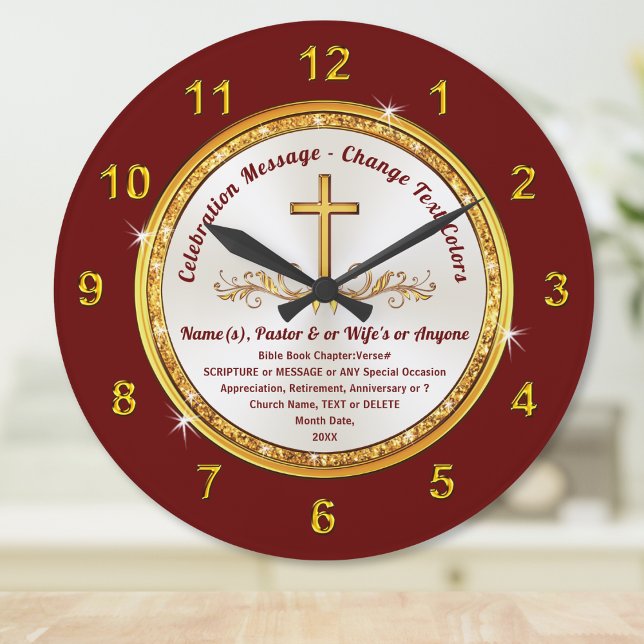 Personalized, Clock with Bible Verse, Change Colou (Bible verse clocks. Personalized gifts for pastors. Gift for pastor and wife. Religious gift ideas.)