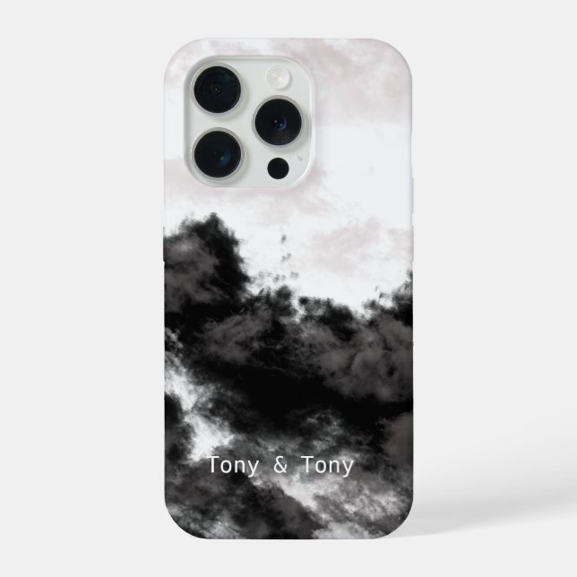 Personalized Cloudy Landscape I Black and White I iPhone Case (Back)