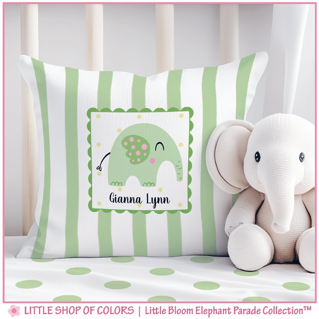 Personalized Clover Elephant Nursery Throw Pillow (Creator Uploaded)