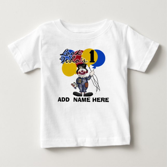 Personalized Clown 1st Birthday  Tshirt (Front)