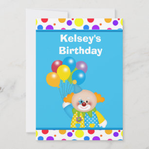 Personalized Clown Birthday Invitation