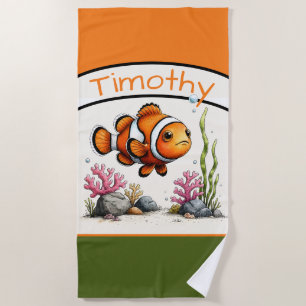 Personalized Clownfish Kids’ Beach Towel
