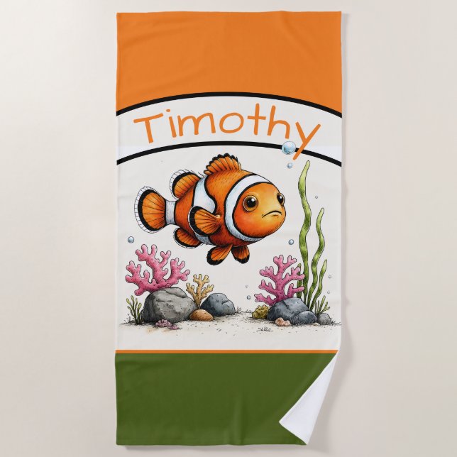 Personalized Clownfish Kids’ Beach Towel (Front)