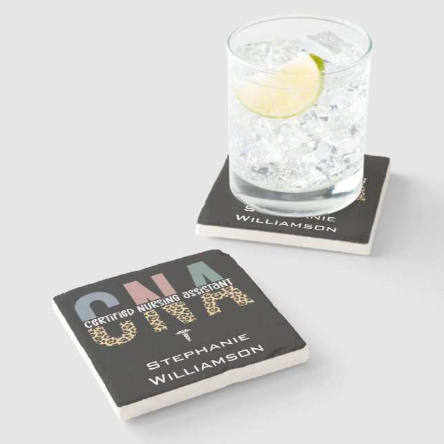 Personalized CNA Certified Nursing Assistant Stone Coaster (Side)