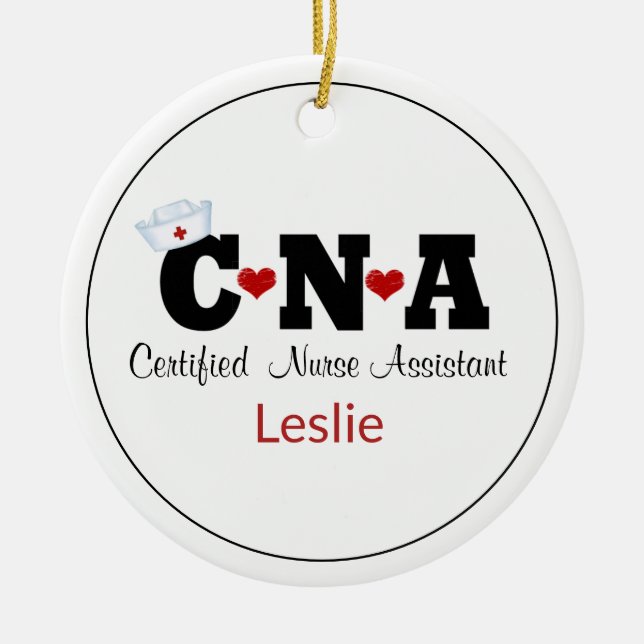 Personalized CNA Nurse Christmas  Ornament (Front)