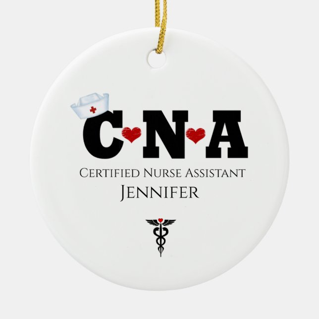 Personalized CNA Nurse Christmas  Ornament (Front)