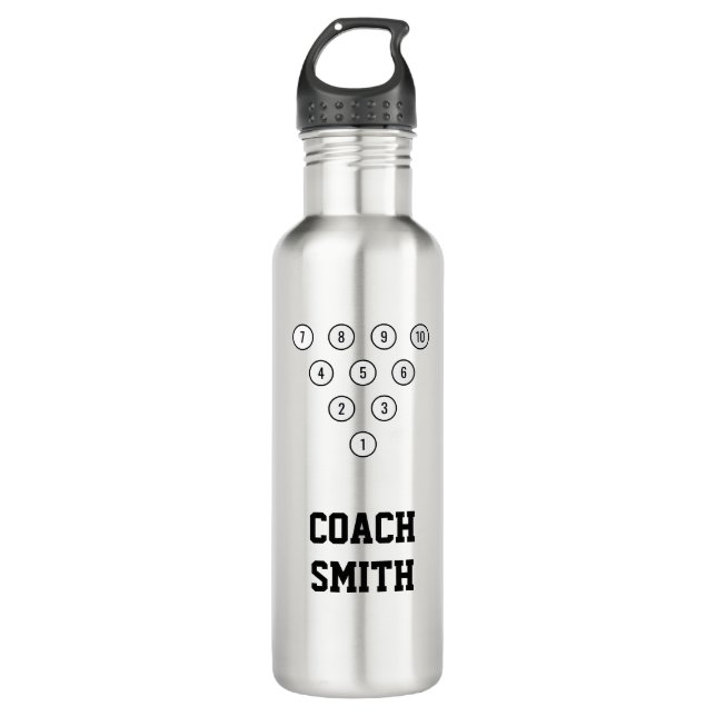 Personalized Coach 10-Pin Bowling Pin Rack Diagram 710 Ml Water Bottle (Front)