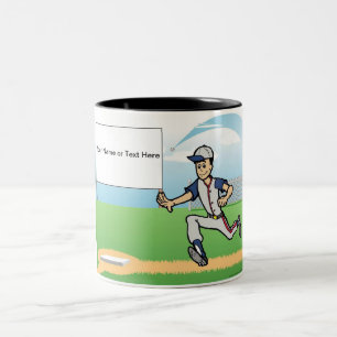 Personalized Coach, Baseball - Male Cartoon  Two-Tone Coffee Mug