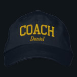 Personalized Coach in Golden Yellow Embroidered Hat<br><div class="desc">Coach cap with text line to personalize in golden yellow easy to read text.</div>