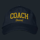 Personalized Coach in Golden Yellow Embroidered Hat<br><div class="desc">Coach cap with text line to personalize in golden yellow easy to read text.</div>