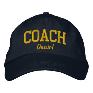 Personalized Coach in Golden Yellow Embroidered Hat