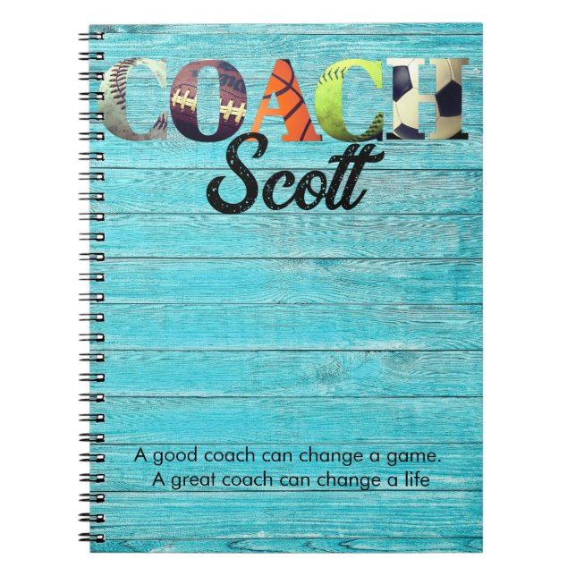 Personalized Coach name players  Notebook (Front)