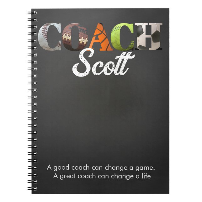 Personalized Coach name players  Notebook (Front)