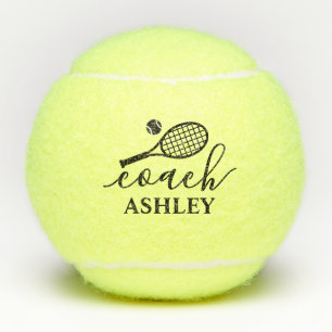 Personalized Coach Name Script Font Tennis Balls