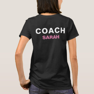 Personalized Coach Pink Black Bold Text T-Shirt