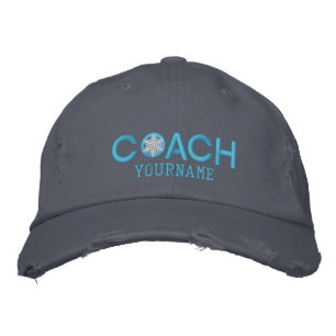 Personalized Coach Snowflake Baby Blue Embroidered Hat