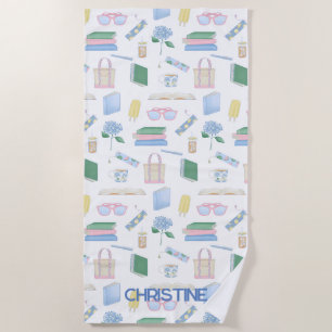 Personalized Coastal Book Club Summer Beach Towel
