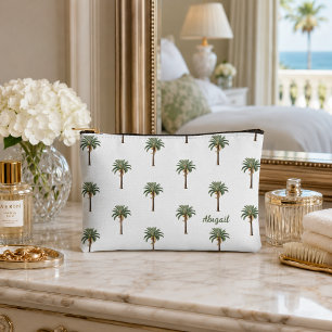 Personalized Coastal Chic Palm Trees with Name Accessory Pouch