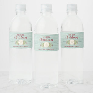 Personalized Coastal Christmas Beach  Water Bottle Label
