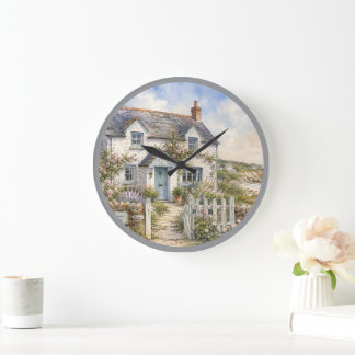 Personalized Coastal Cottage Watercolour Large Clock