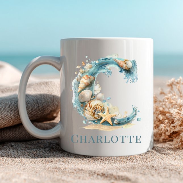 Personalized Coastal Monogram C Initial Beach Coffee Mug (Personalized Coastal Monogram C Initial Beach Coffee Mug)