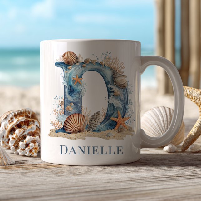 Personalized Coastal Monogram D Initial Beach Coffee Mug (Personalized Coastal Monogram D Initial Beach Coffee Mug)