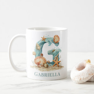 Personalized Coastal Monogram G Initial Beach Coffee Mug