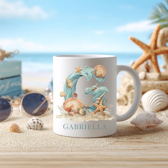 Personalized Coastal Monogram G Initial Beach Coffee Mug (Personalized Coastal Monogram G Initial Beach Coffee Mug)
