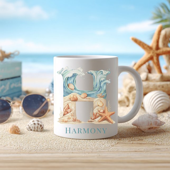 Personalized Coastal Monogram H Initial Beach Coffee Mug (Personalized Coastal Monogram H Initial Beach Coffee Mug)