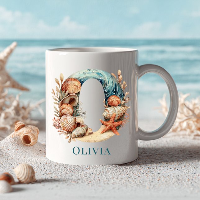 Personalized Coastal Monogram O Initial Beach Coffee Mug (Personalized Coastal Monogram O Initial Beach Coffee Mug)