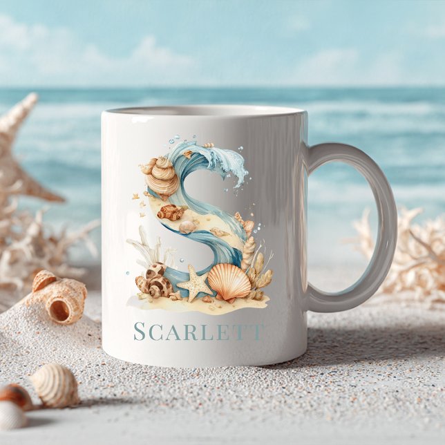 Personalized Coastal Monogram S Initial Beach Coffee Mug (Personalized Coastal Monogram S Initial Beach Coffee Mug)