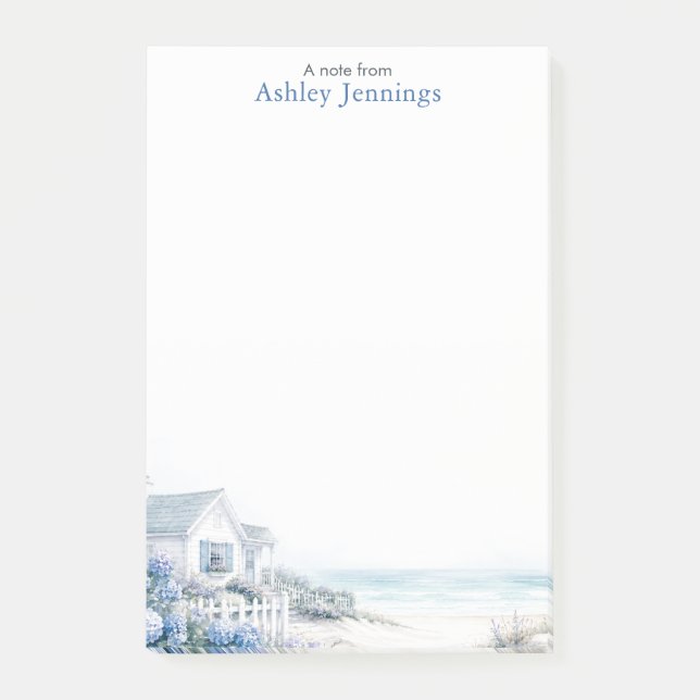 Personalized Coastal Post-it® Notes | Beach House (Front)