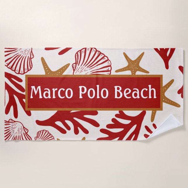 Personalized Coastal Seashell Beach Towel (Front)