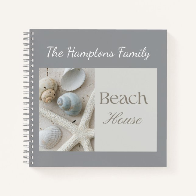 Personalized Coastal Seashell Gift for Beach House Notebook (Front)