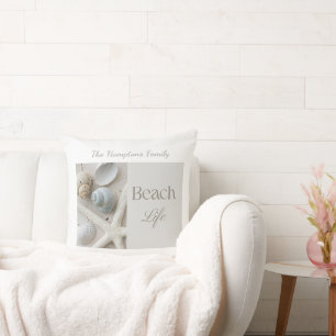 Personalized Coastal Seashell Gift for Beach House Throw Pillow